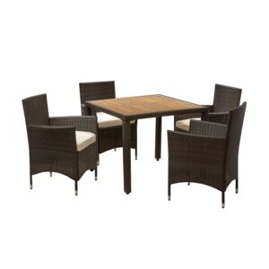 DINING SET 5PCS SQRE TABLE 4CHAIR W/CSHN DINING SET 5PCS SQRE TABLE 4CHAIR W/CSHN